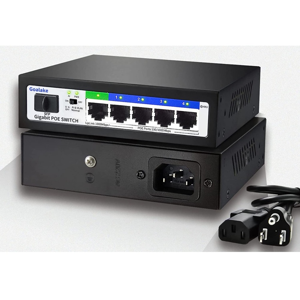 5 Port Gigabit Ethernet Unmanaged PoE+ Switch,4 Gigabit PoE+ @52W Built-in Power